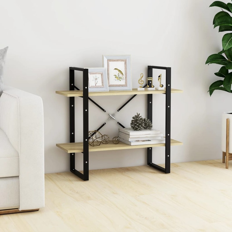 Berkfield 2-Tier Book Cabinet Sonoma Oak 80x30x70 cm Engineered Wood