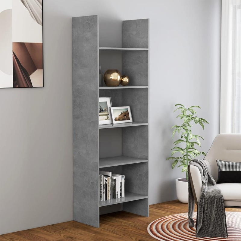Berkfield Book Cabinet Concrete Grey 60x35x180 cm Engineered Wood