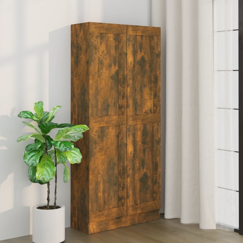 Berkfield Book Cabinet Smoked Oak 82.5×30.5×185.5 cm Engineered Wood