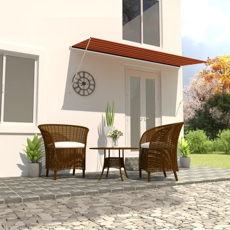 Berkfield Retractable Awning 350×150 cm Orange and Brown