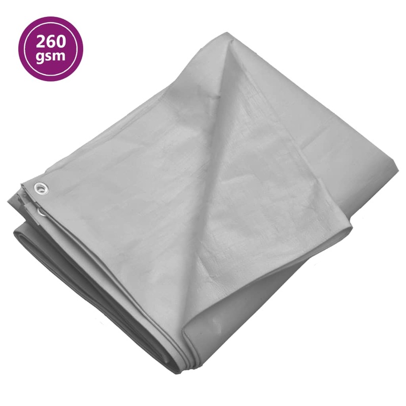 Berkfield Tarpaulin 260 g/m__ 4×8 m Grey HDPE