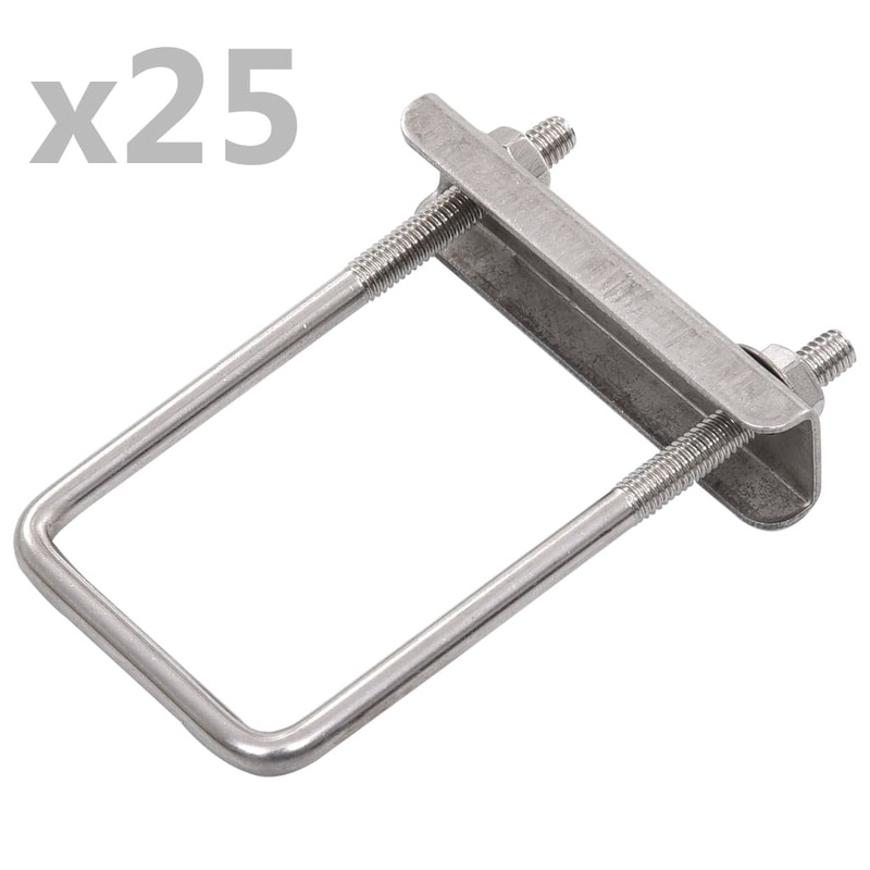 Berkfield U Connector for Fence Post 60×40 mm 25 Sets