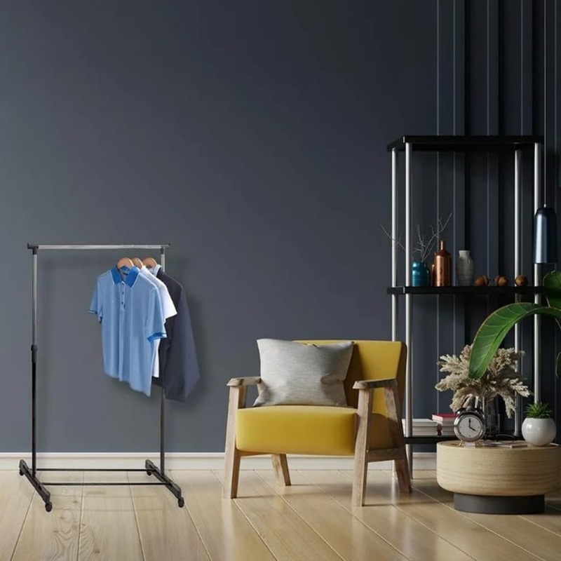 Storage Solutions Clothing Rack Single Hanger with Wheels Adjustable 80x42x(90-165) cm