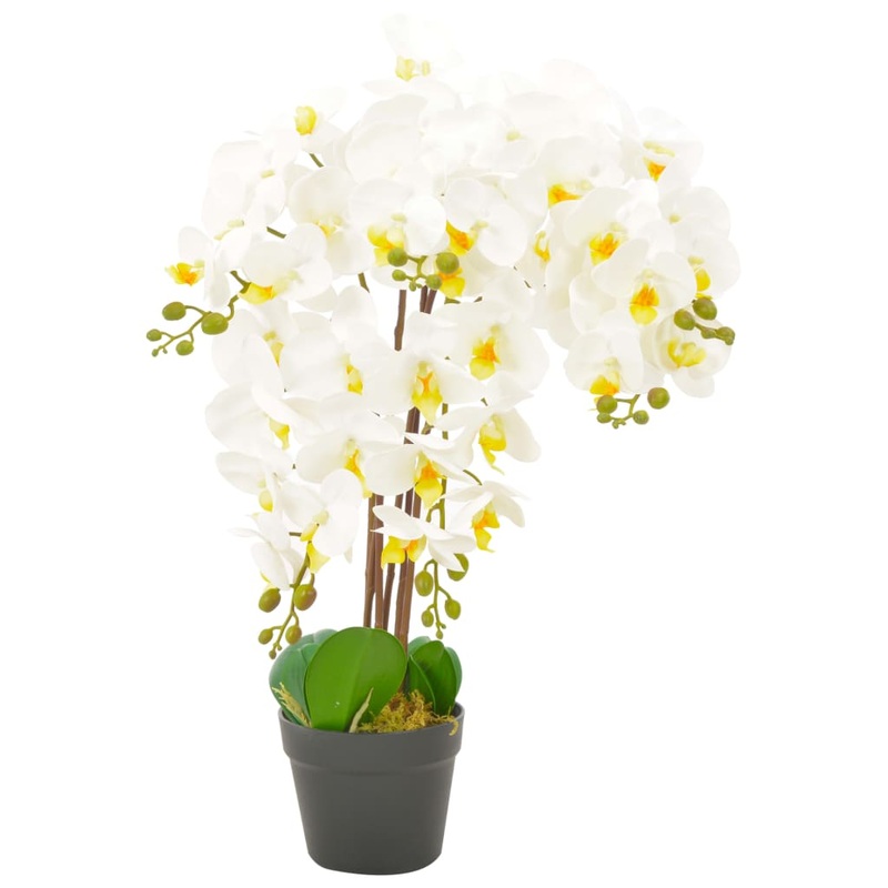 Berkfield Artificial Plant Orchid with Pot White 60 cm