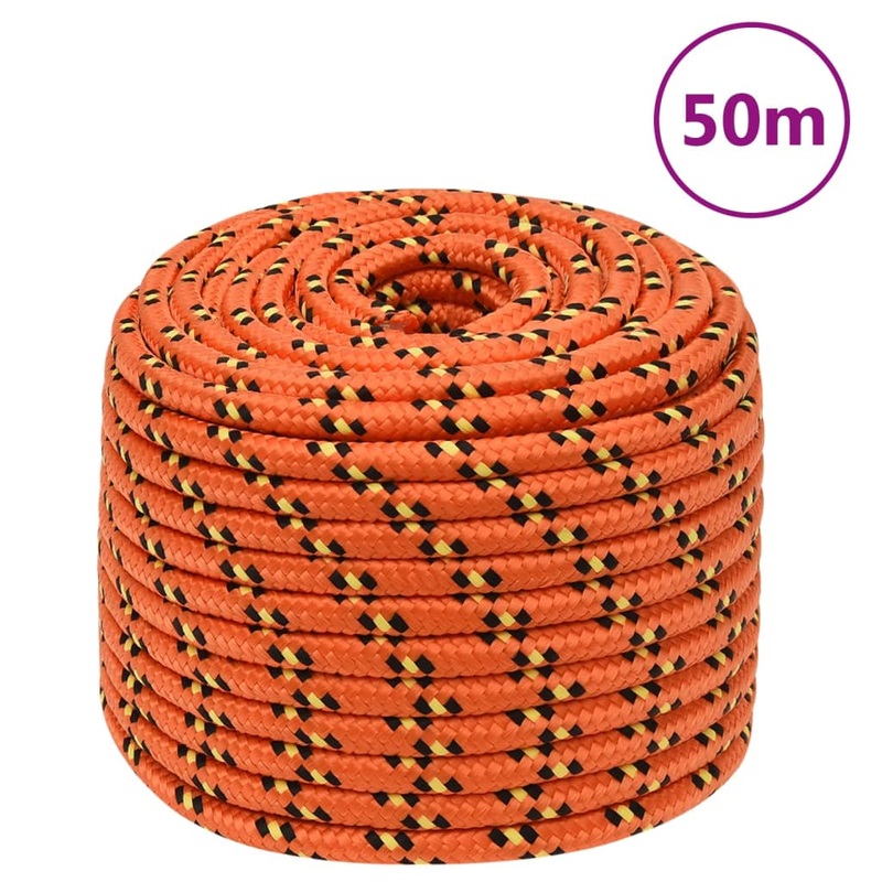Berkfield Boat Rope Orange 14 mm 50 m Polypropylene