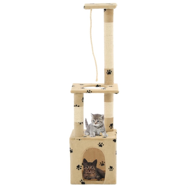 Berkfield Cat Tree with Sisal Scratching Posts 109 cm Beige Paw Prints