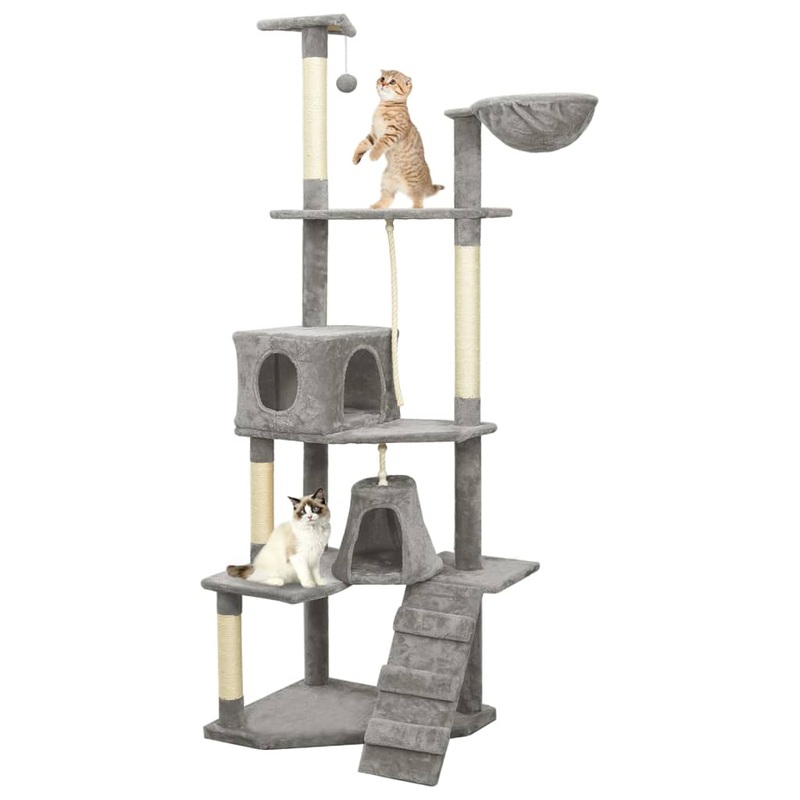 Berkfield Cat Tree with Sisal Scratching Posts Light Grey 191 cm