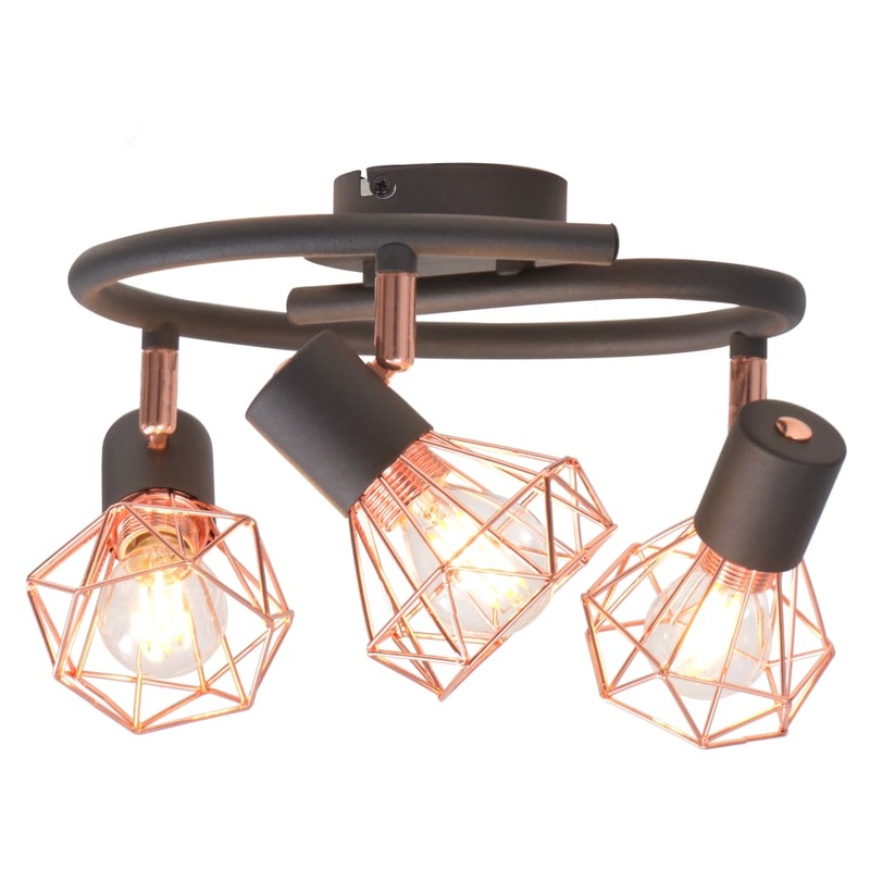 Berkfield Ceiling Lamp with 3 Spotlights E14 Black and Copper