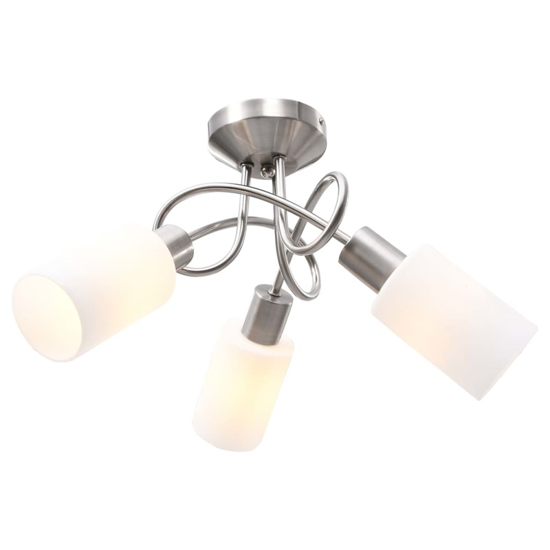 Berkfield Ceiling Lamp with Ceramic Shades for 3 E14 Bulbs White Cone