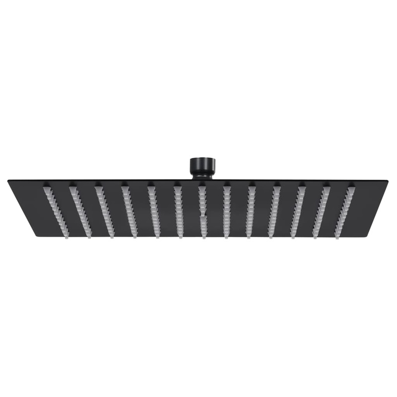 Berkfield Rain Shower Head Stainless Steel 30×30 cm Square Black