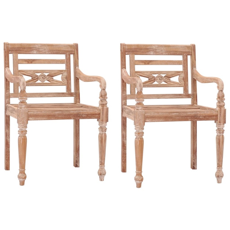 Berkfield Batavia Chairs 2 pcs White Wash Solid Teak Wood