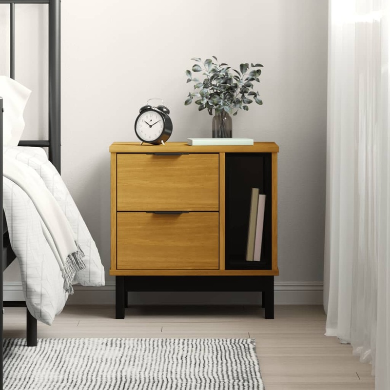 Berkfield Bedside Cabinet FLAM 49x35x50 cm Solid Wood Pine