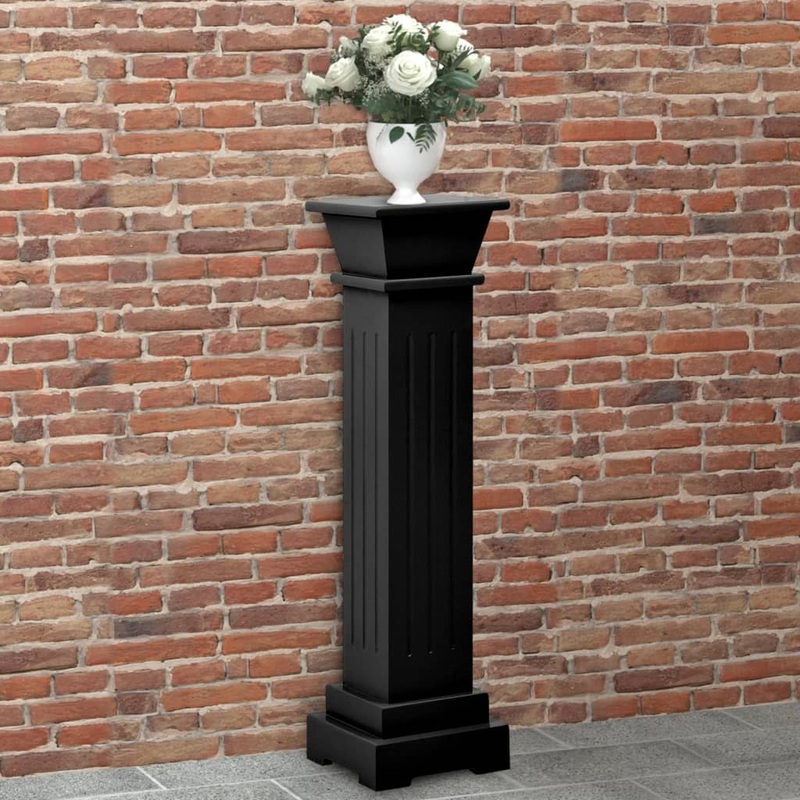Berkfield Classic Square Pillar Plant Stand Black 17x17x66 cm MDF