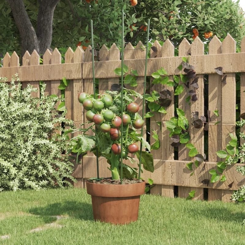 Berkfield Garden Plant Supports with 3 Rings 5 pcs Green 60 cm Steel