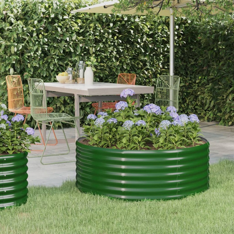 Berkfield Garden Raised Bed Powder-coated Steel 100x100x36 cm Green