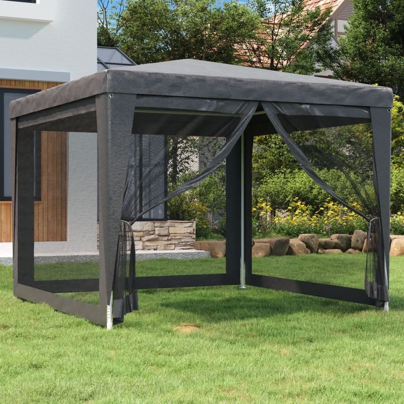 Berkfield Party Tent with 4 Mesh Sidewalls Anthracite 3×3 m HDPE