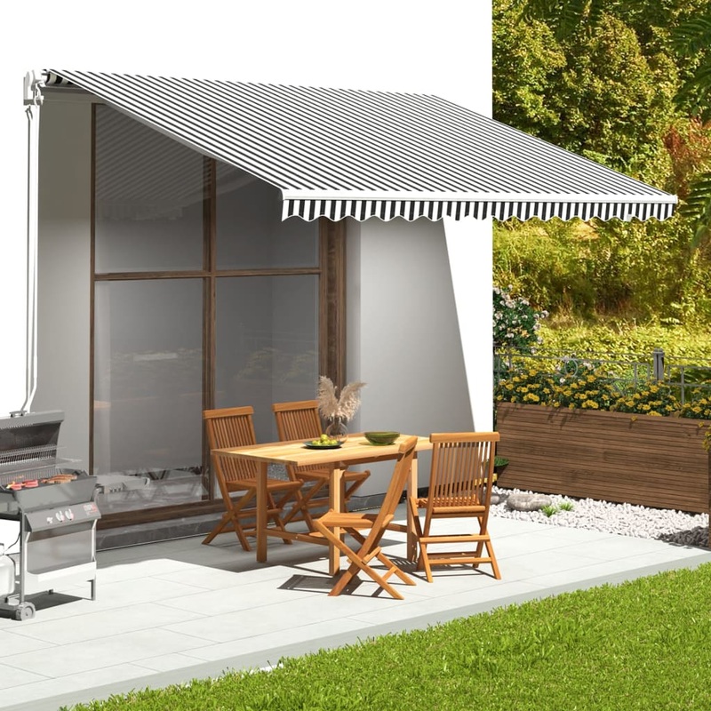 Berkfield Replacement Fabric for Awning Anthracite and White 4.5×3 m
