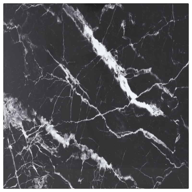 Berkfield Table Top Black 50×50 cm 6 mm Tempered Glass with Marble Design