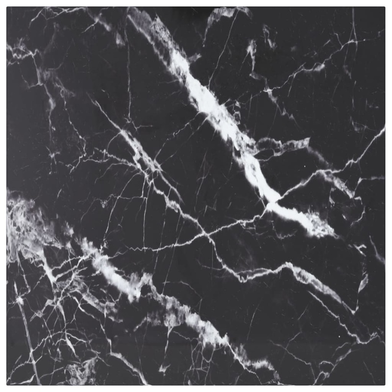 Berkfield Table Top Black 70×70 cm 6 mm Tempered Glass with Marble Design