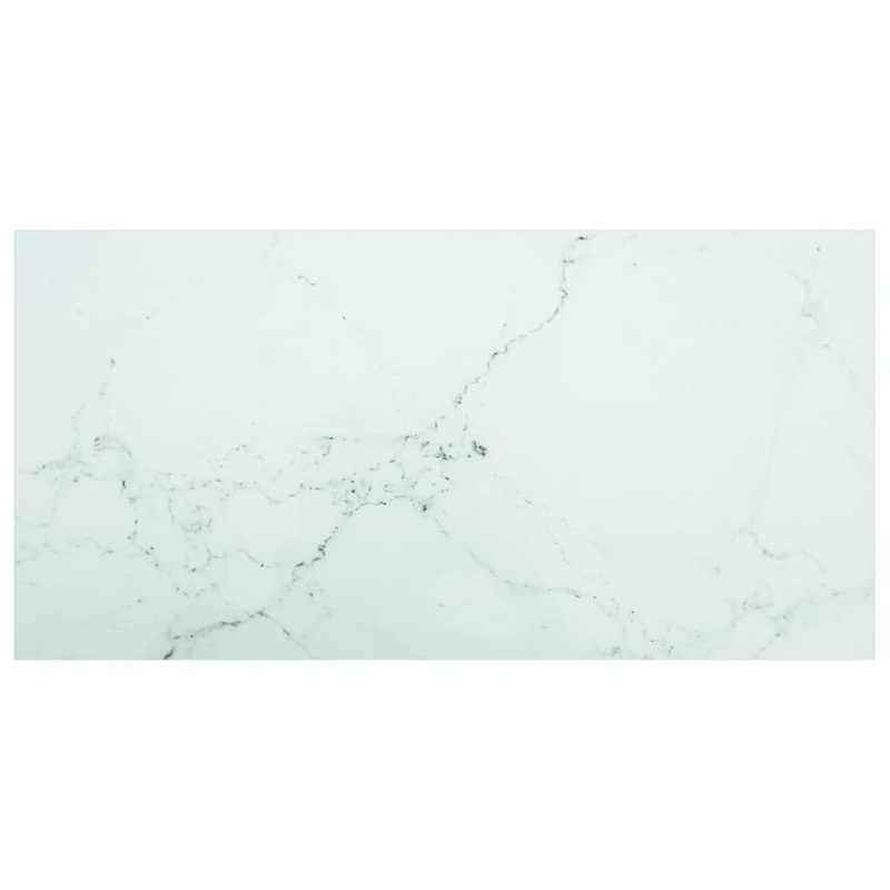 Berkfield Table Top White 100×50 cm 6mm Tempered Glass with Marble Design