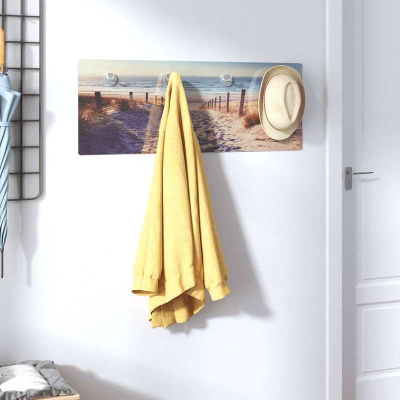 Berkfield Wall Mounted Coat Rack 80×30 cm Tempered Glass Beach