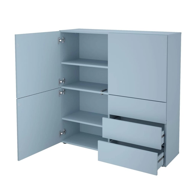 FMD Cabinet with 3 Drawers and 3 Doors 99×31.5×101.2 cm Blue