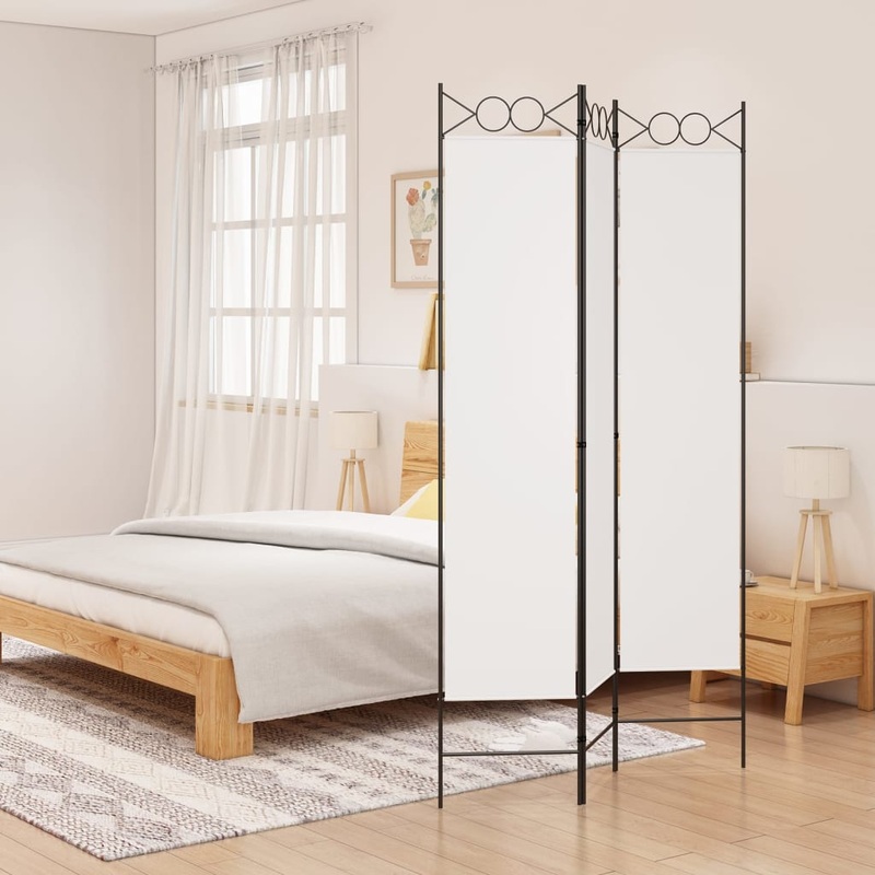 Berkfield 3-Panel Room Divider White 120×200 cm Fabric