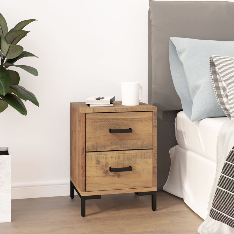 Berkfield Bedside Cabinet Brown 36x30x45 cm Solid Pinewood