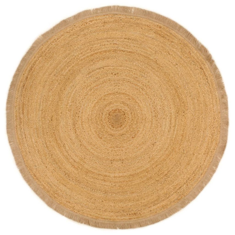 Berkfield Braided Area Rug with Ruffle Edge 150 cm Jute Round