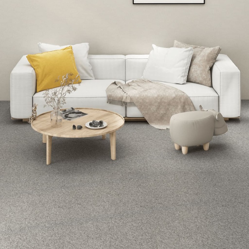 Berkfield Carpet Floor Tiles 16 pcs 4 m__ 25×100 cm Light Grey