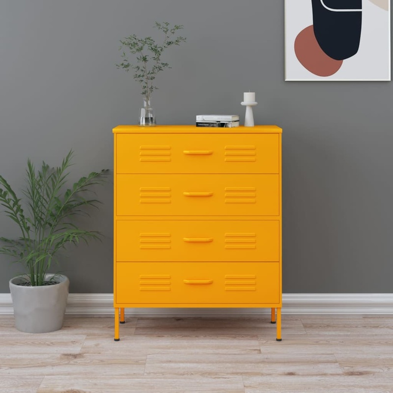 Berkfield Chest of Drawers Mustard Yellow 80x35x101.5 cm Steel