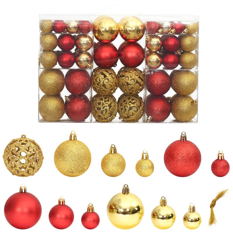 Berkfield Christmas Baubles 100 pcs Gold and Wine Red 3 / 4 / 6 cm