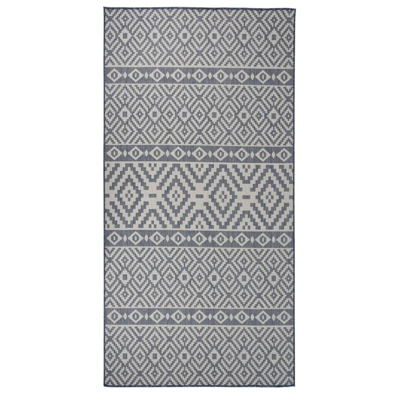Berkfield Outdoor Flatweave Rug 100×200 cm Blue Stripes
