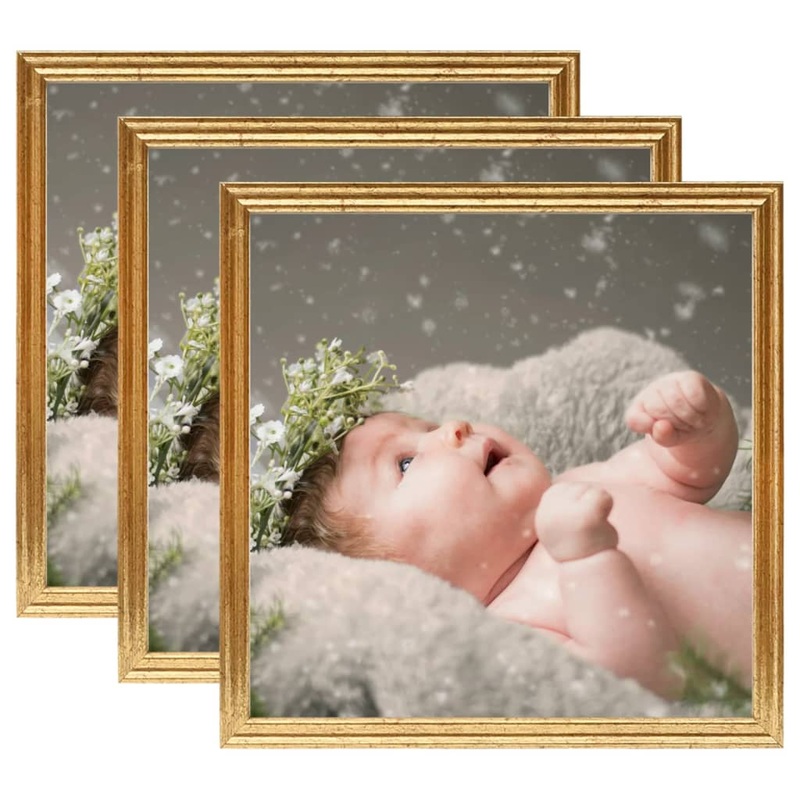 Berkfield Photo Frames Collage 3 pcs for Wall Gold 50×50 cm MDF
