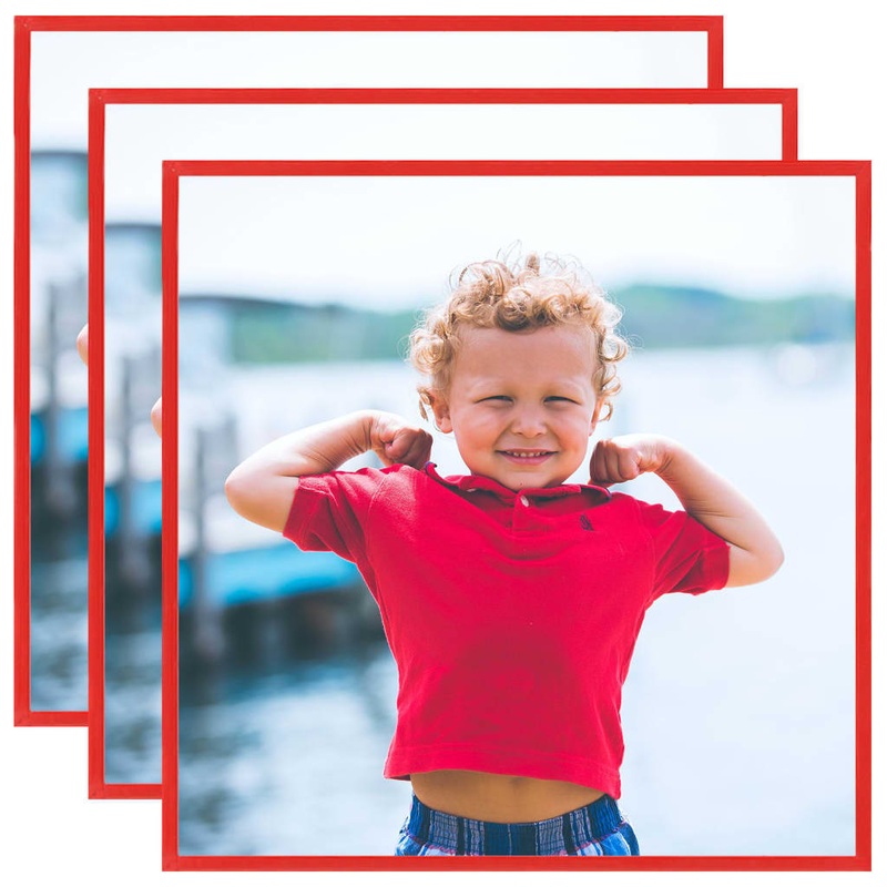 Berkfield Photo Frames Collage 3 pcs for Wall or Table Red 50×50 cm MDF