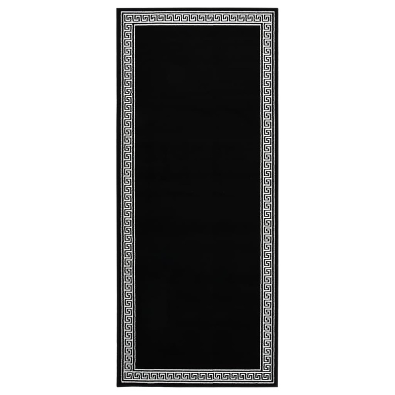 Berkfield Runner Rug BCF Black with Motif 100×200 cm