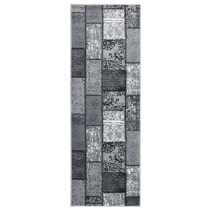 Berkfield Runner Rug BCF Grey with Block Pattern 100×300 cm