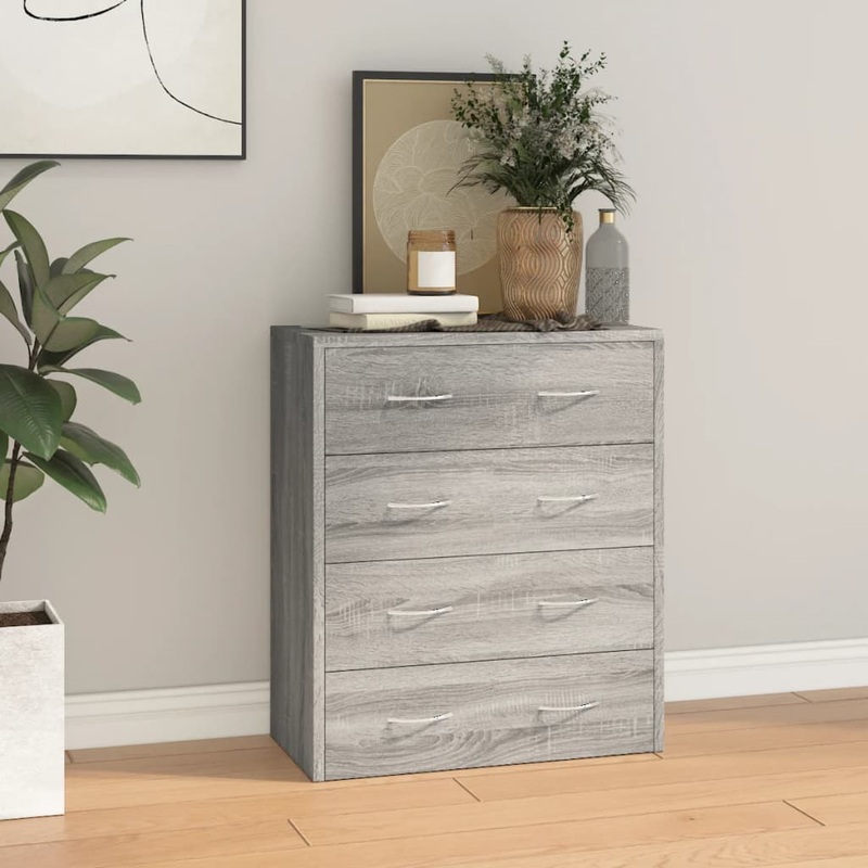 Berkfield Sideboard with 4 Drawers 60×30.5×71 cm Grey Sonoma