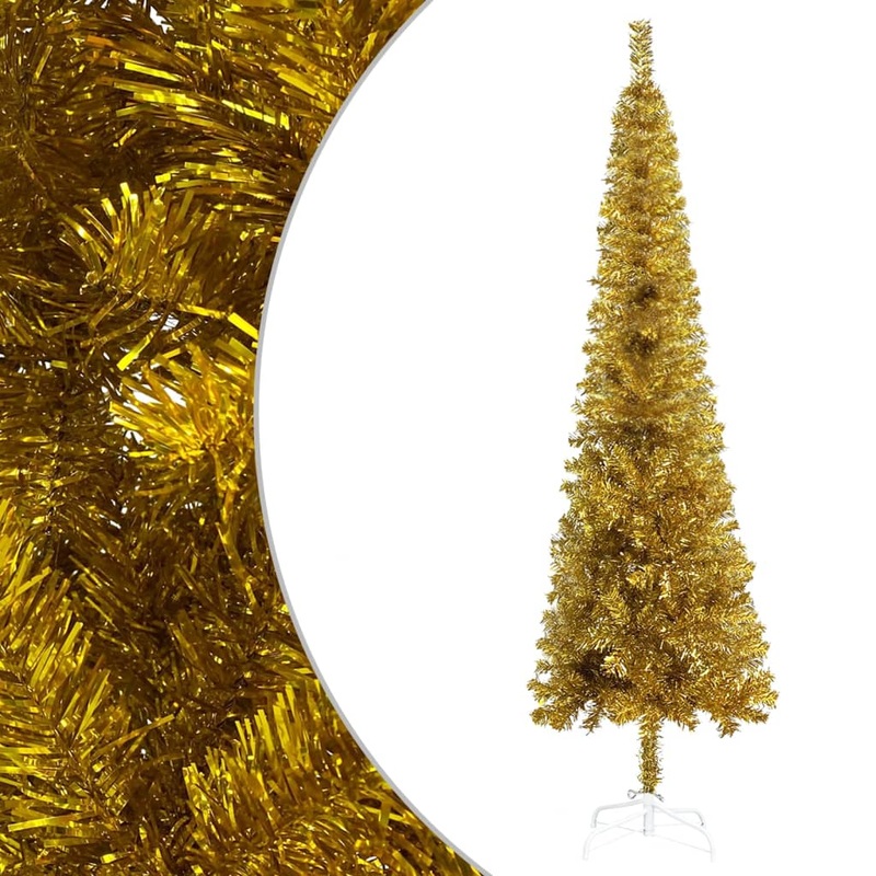 Berkfield Slim Christmas Tree Gold 240 cm