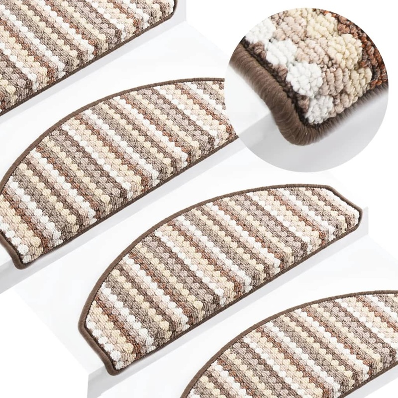 Berkfield Stair Mats Self-adhesive 15 pcs 65x24x4 cm Multicolour Brown