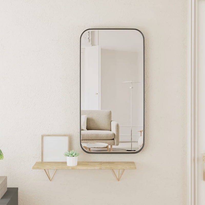 Berkfield Wall-mounted Mirror Black 30×60 cm Rectangle