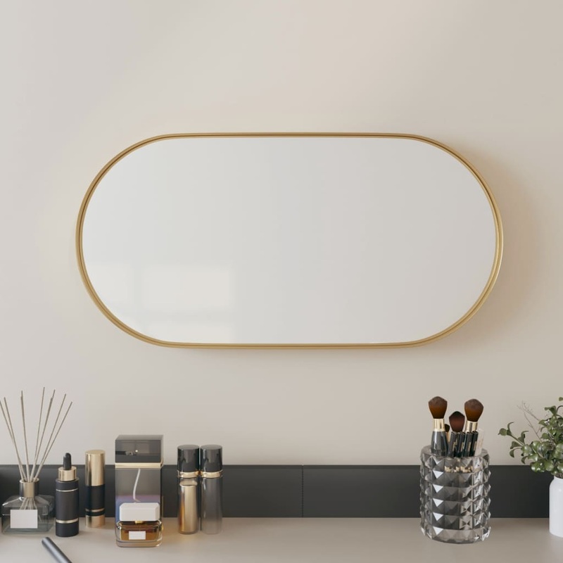 Berkfield Wall-mounted Mirror Gold 20×40 cm Oval