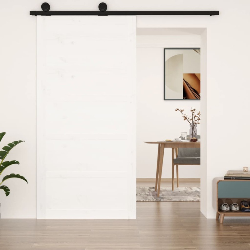 Berkfield Barn Door White 100×1.8×204.5 cm Solid Wood Pine
