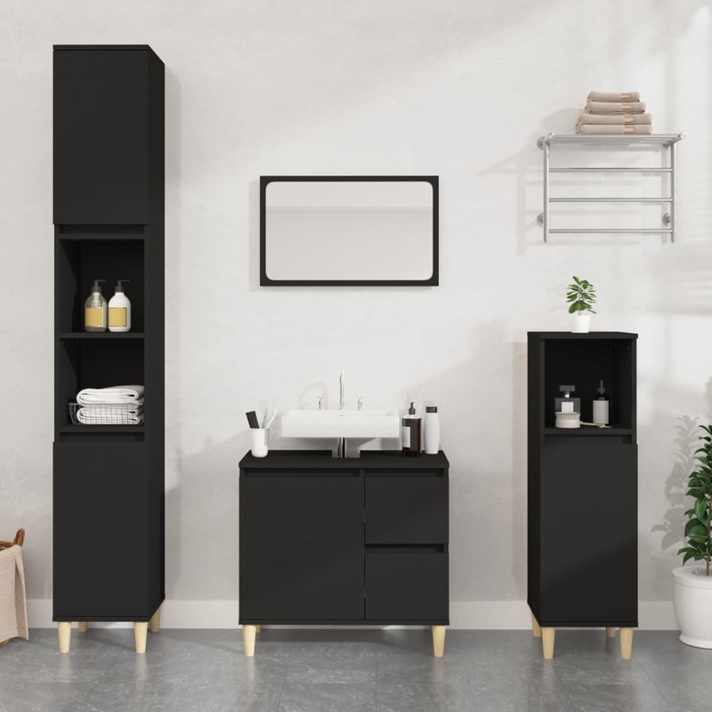 Berkfield Bathroom Cabinet Black 65x33x60 cm Engineered Wood