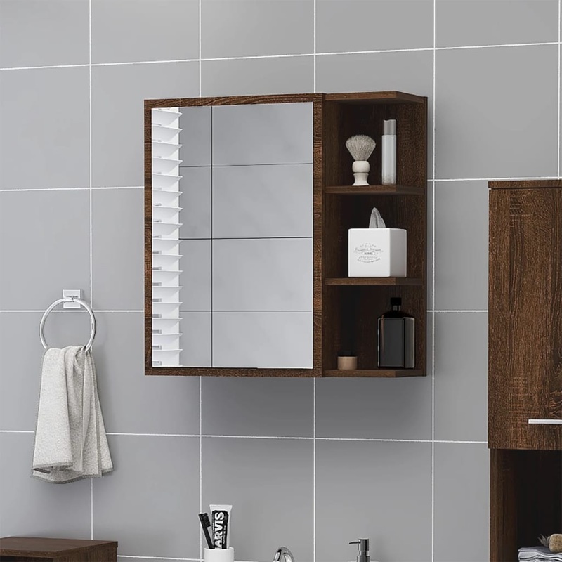 Berkfield Bathroom Mirror Cabinet Brown Oak 62.5×20.5x64cm Engineered Wood