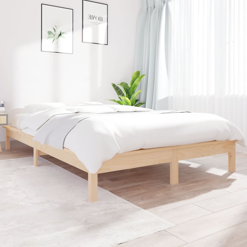 Berkfield Bed Frame 140×190 cm Solid Wood Pine