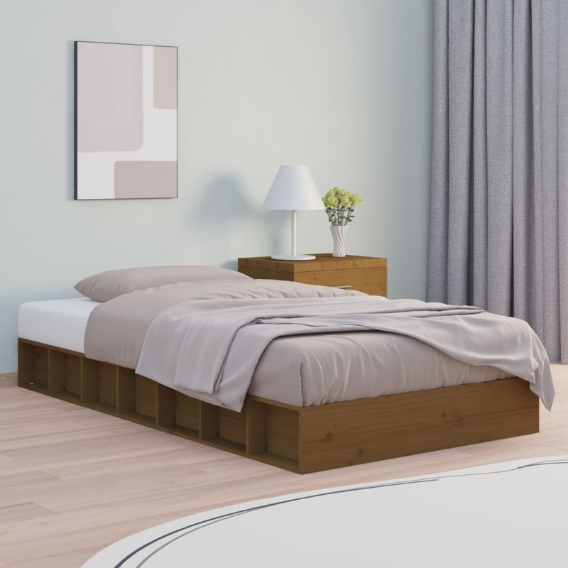 Berkfield Bed Frame Honey Brown 90×200 cm Solid Wood