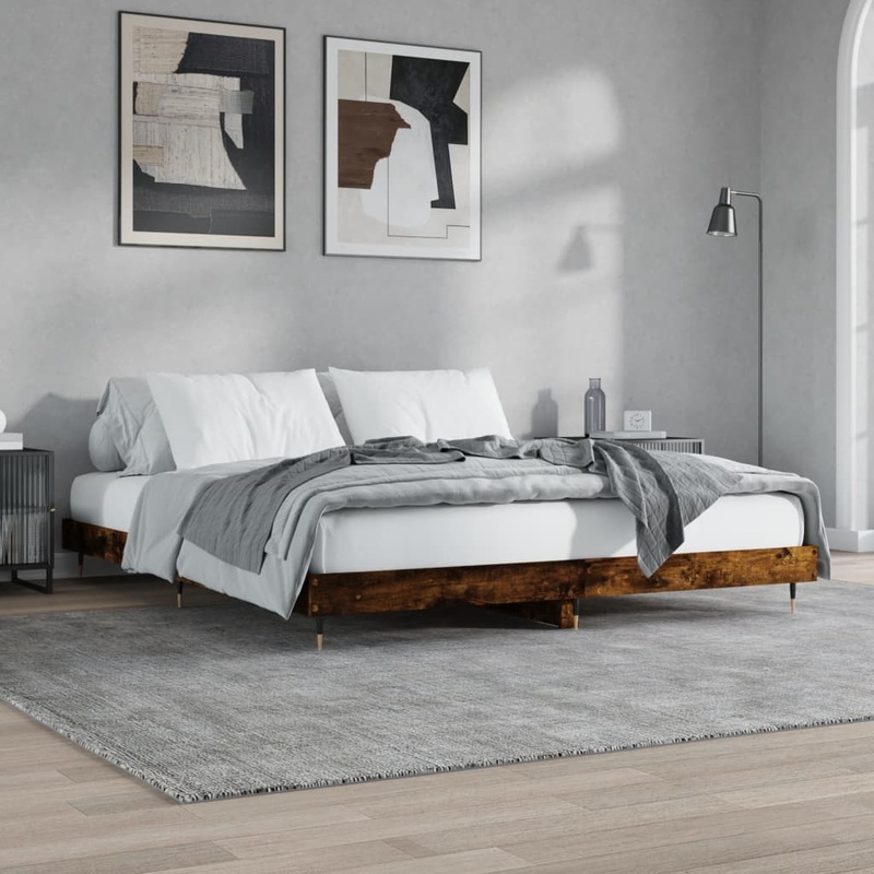 Berkfield Bed Frame Smoked Oak 180×200 cm 6FT Super King Engineered Wood