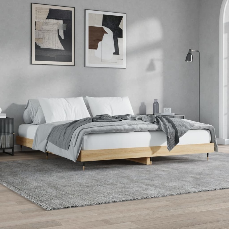 Berkfield Bed Frame Sonoma Oak 150×200 cm 5FT King Size Engineered Wood