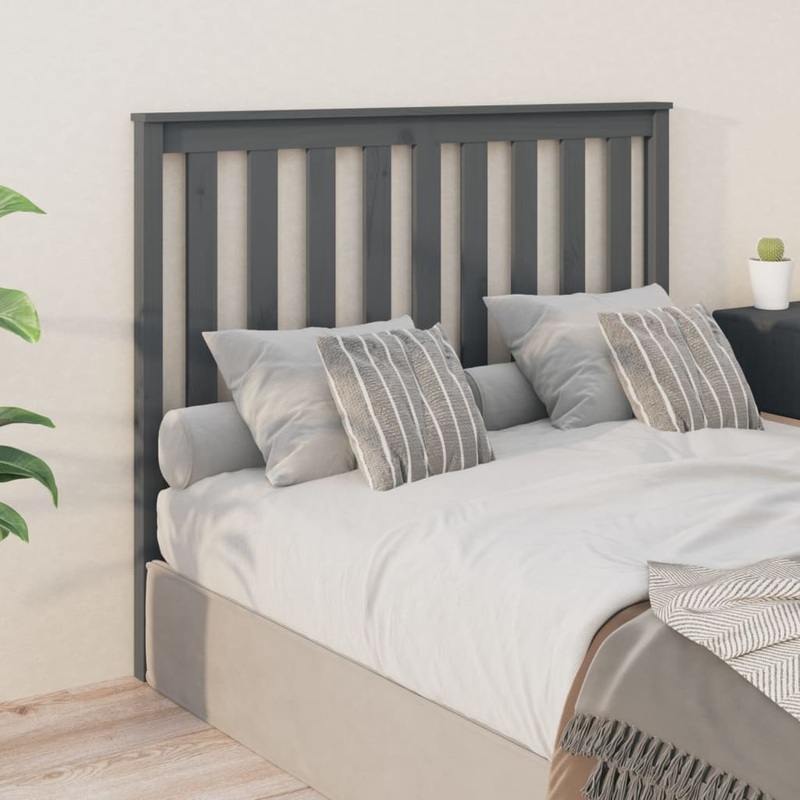 Berkfield Bed Headboard Grey 141x6x101 cm Solid Wood Pine
